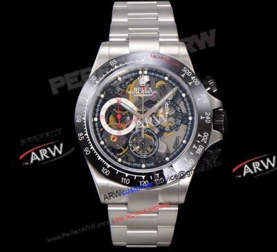 Rolex Skleleton Daytona La Montoya Black Ceramic Bezel Super Clone 4130 Watch